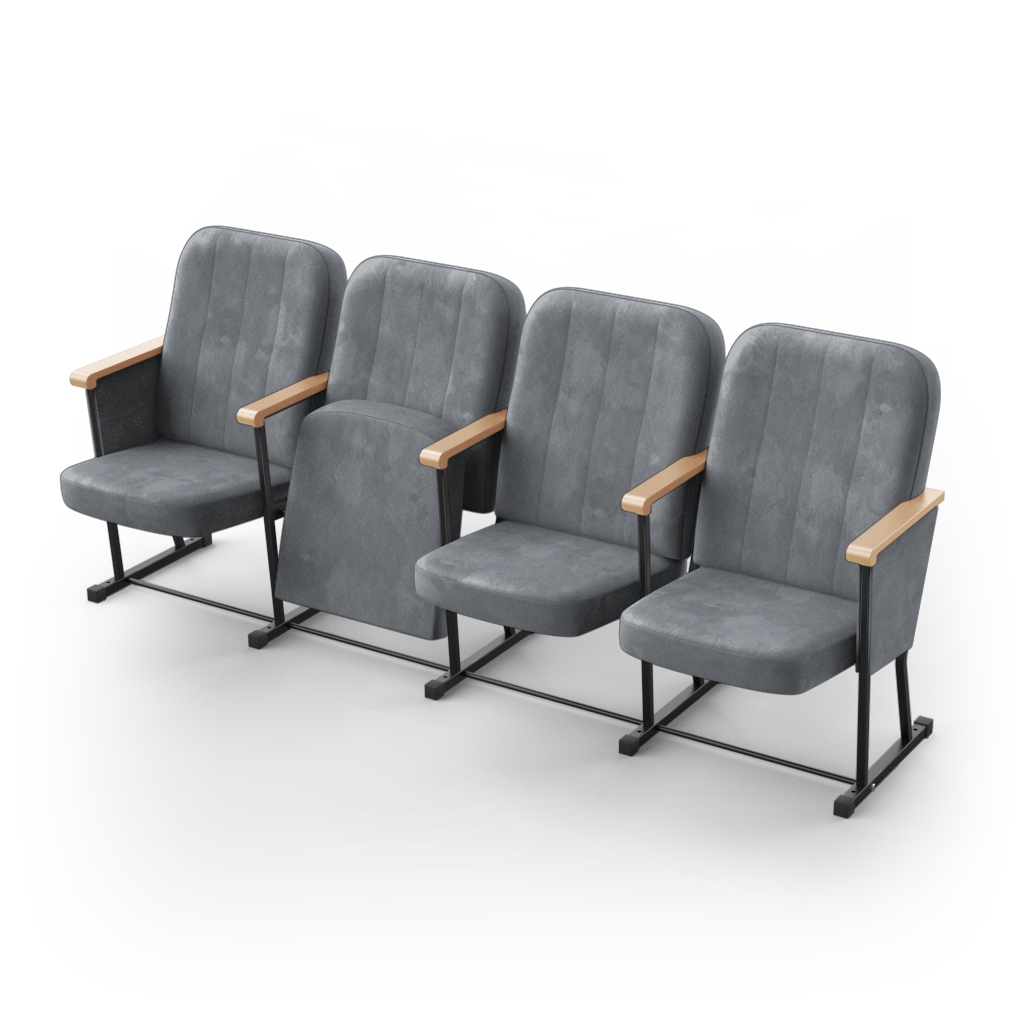 Крісло секційне ПРЕМ'ЄРА СОНАТА-УНІВЕРСАЛ з дерев’яним підлокітником та фальшпанелями, 4 секції